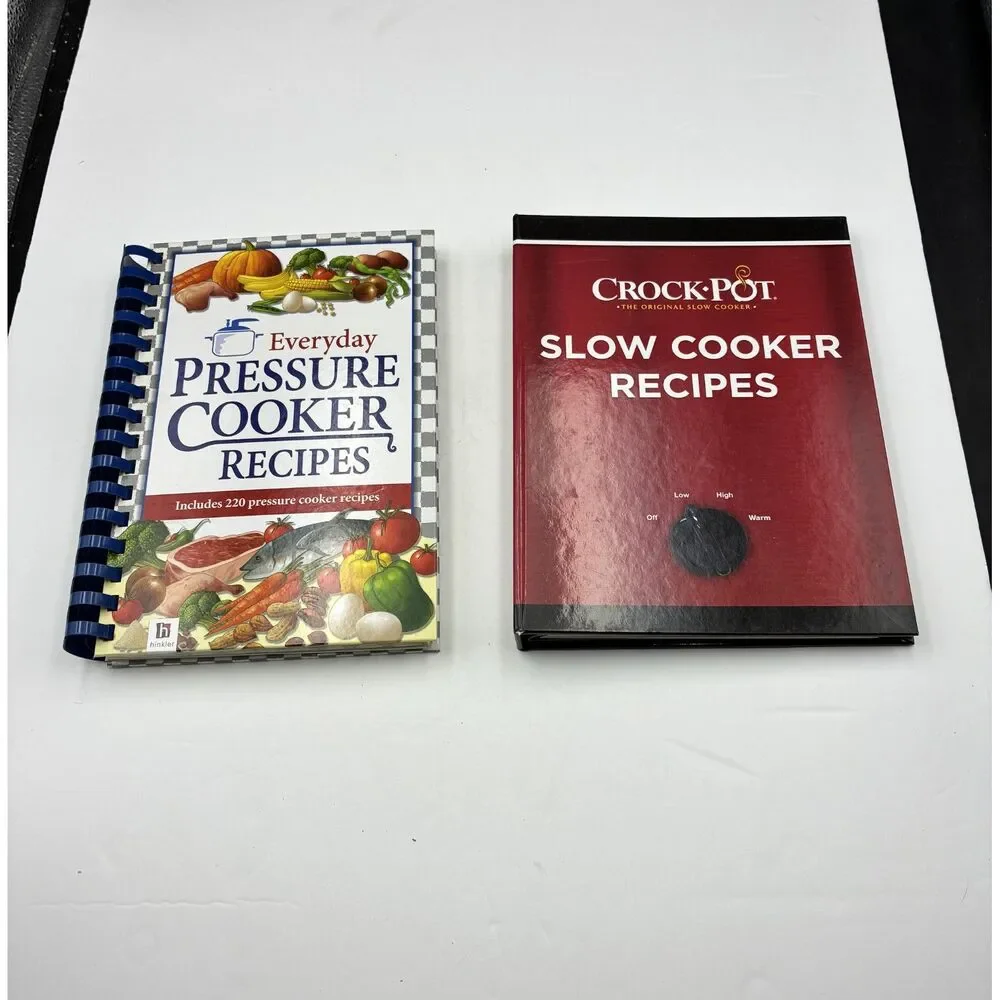 2 Spiral Bound Recipe Books Pressure Cooking, Crock Pot Cooking HB